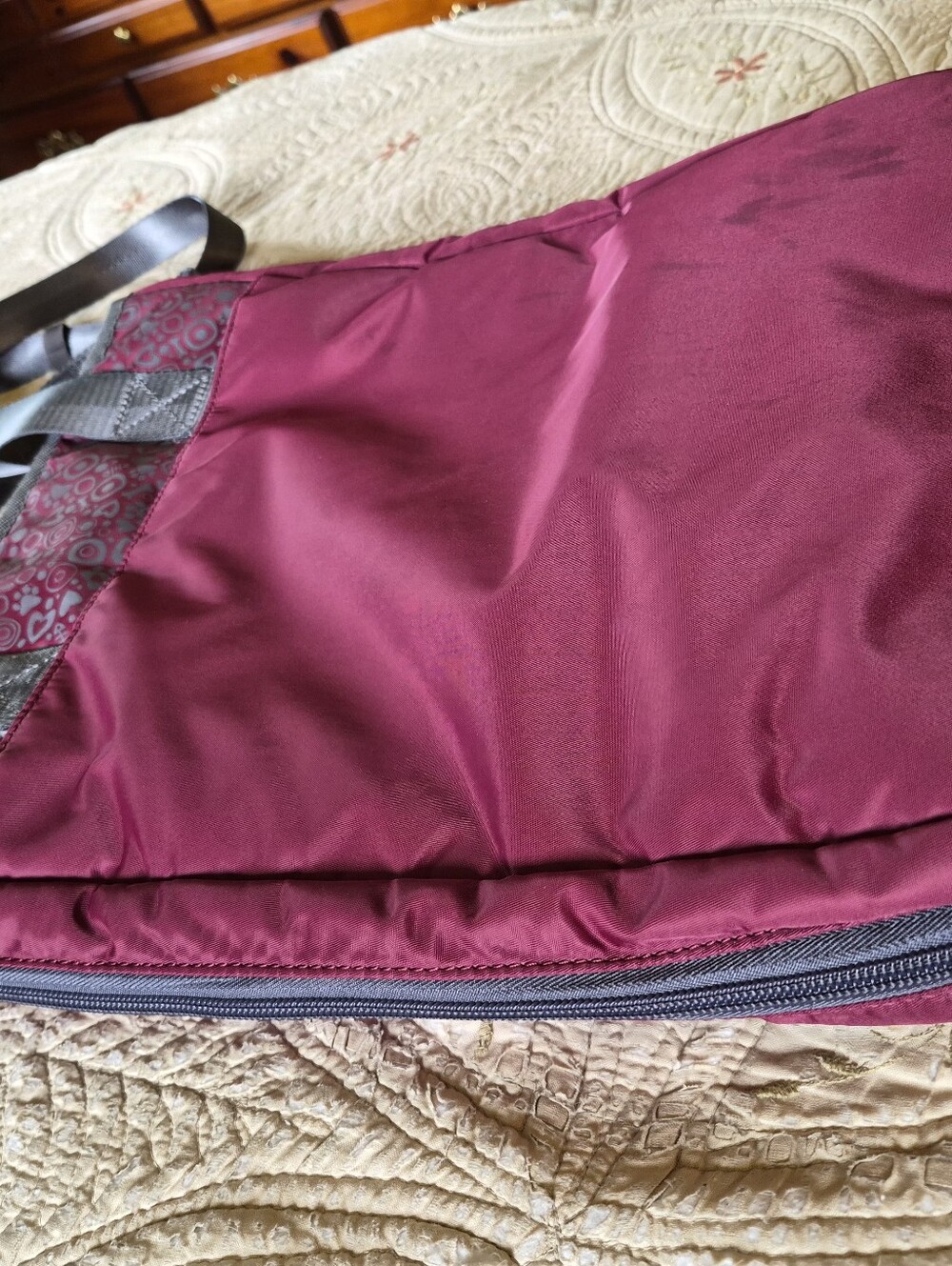 Chala Burgundy and Gray Tote with Paw Charm - Picture 13 of 15